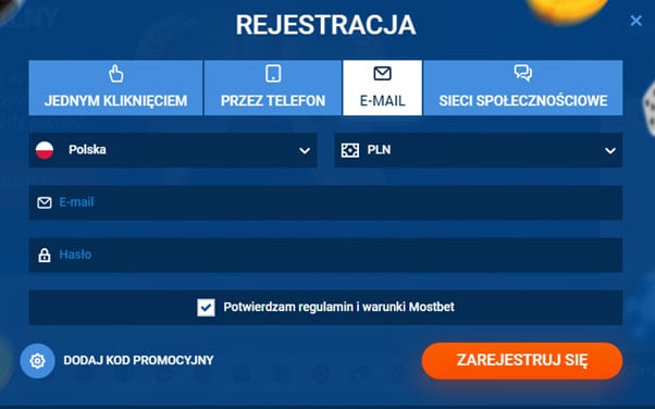 Zarejestruj się przez aplikację mobilną MostBet
